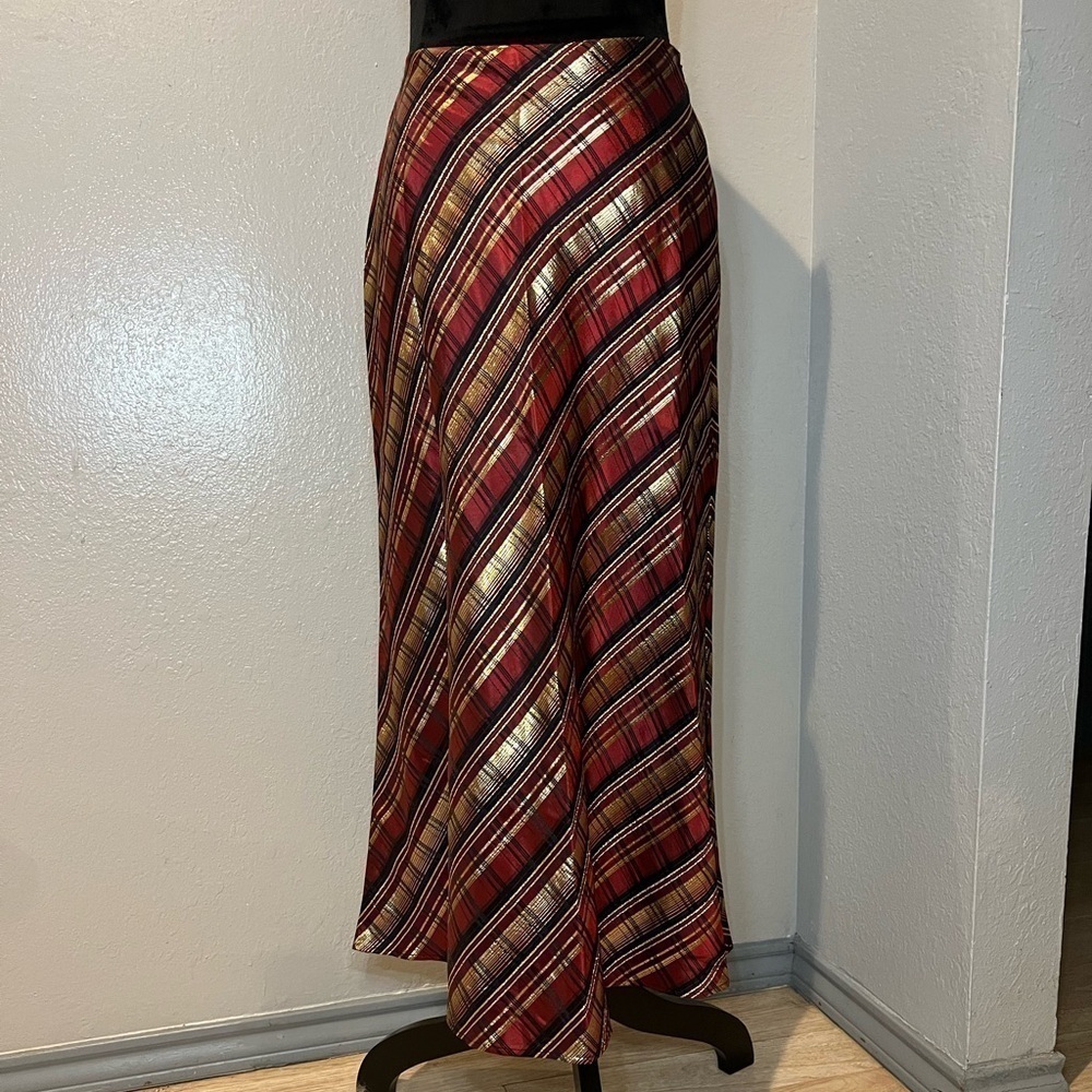 Shiny read and gold formal maxi skirt